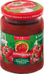 Паста томатная ПОМИДОРКА с пряными травами и чесноком, 250мл, фотография