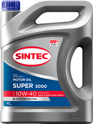 Масло моторное SINTEC Super 3000 10W-40 SG/CD, полусинтетическое, 4л, крупный план