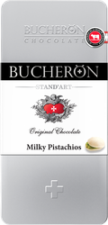 Шоколад BUCHERON Молочный с фисташками, 100г, крупный план
