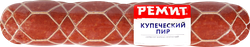 Колбаса варено-копченая РЕМИТ Сервелат Купеческий пир, весовая, крупный план
