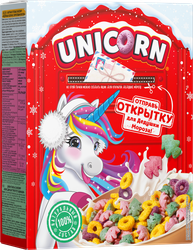 Готовый завтрак UNICORN Радужные колечки с фруктовым вкусом, 195г, вид