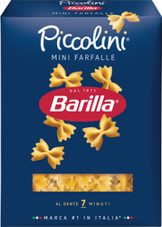 Макароны BARILLA Mini Farfalle n.64 из твердых сортов пшеницы группа А высший сорт, 400г, крупный план