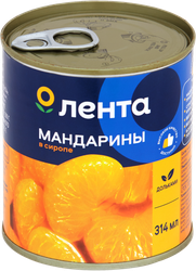 Мандарины ЛЕНТА кусочки в сиропе, 314мл, фото