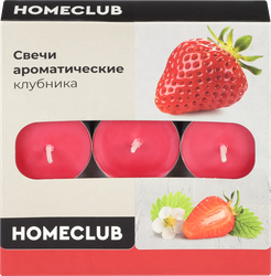 Изображение товара Свеча ароматическая чайная HOMECLUB Клубника, 9шт
