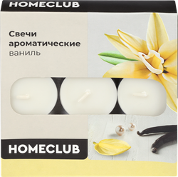 Свеча ароматическая чайная HOMECLUB Ваниль, 9шт, детальное фото