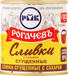 Сливки сгущенные РОГАЧЕВЪ с сахаром 19%, без змж, 360г, вид
