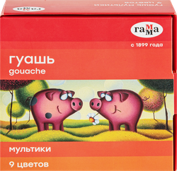 Краски гуашевые ГАММА Мультики 9 цветов, 9х20мл, изображение