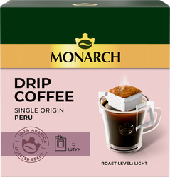 Кофе молотый MONARCH Арабика Перу натур. жар. дрип-пакет 5шт., изображение