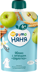 Пюре фруктовое ФРУТОНЯНЯ Шарлотка, яблоко, с печеньем, с 6 месяцев, 90г, детальное фото