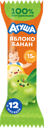 Батончик фруктовый детский АГУША Яблоко, банан, с 12 месяцев, 15г, изображение