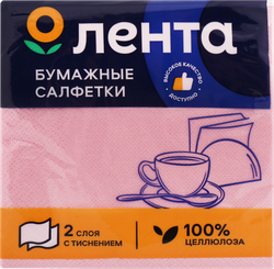Салфетки ЛЕНТА Бант 2-слоя 24х24см, цветные пастель, цвета в 
ассортименте, 
25шт, детальное фото