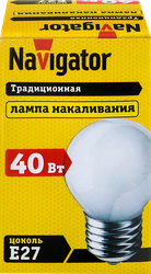 Лампа накаливания NAVIGATOR 40Вт Е27, матовая, шар, крупный план