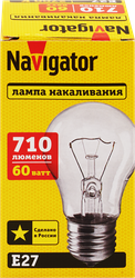 Лампа накаливания NAVIGATOR 60Вт Е27, прозрачная, груша, фотография