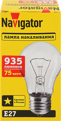 Лампа накаливания NAVIGATOR 75Вт Е27, прозрачная, груша, фото