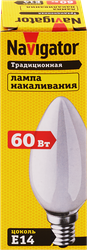 Лампа накаливания NAVIGATOR 60Вт Е14, матовая, свеча, изображение