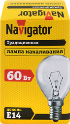 Лампа накаливания NAVIGATOR 60Вт Е14, матовая, шар, фотография