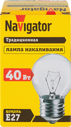 Лампа накаливания NAVIGATOR 40Вт Е27, прозрачная, шар, детальное фото