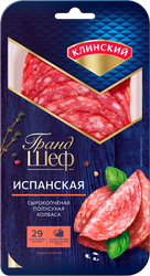Колбаса сырокопченая КЛИНСКИЙ Испанская полусухая, нарезка, 85г, вид