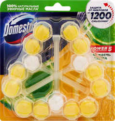 Блок для унитаза DOMESTOS Trio Power 5 Свежесть лайма, 3х55г, фото