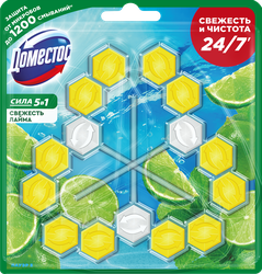 Блок для унитаза DOMESTOS Trio Power 5 Свежесть лайма, 3х55г, вид