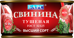 Изображение товара Свинина тушеная БАРС высший сорт, 325г