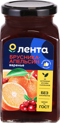 Варенье ЛЕНТА Брусника, апельсин, 370г, картинка