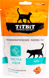Лакомство для кошек TITBIT Хрустящие подушечки с мясом утки, для чистки зубов, 60г, детальное фото