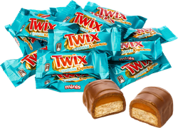 Печенье сахарное TWIX Minis Соленая карамель, покрытое молочным шоколадом, весовое, детальное фото