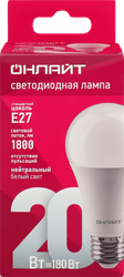 Лампа светодиодная ОНЛАЙТ E27 20Вт, нейтральный белый свет, груша Арт. 
61158, изображение