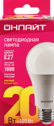 Лампа светодиодная ОНЛАЙТ E27 20Вт, теплый свет, груша Арт. 61157, детальное фото