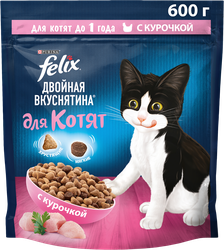 Корм сухой для котят FELIX Двойная вкуснятина, с курочкой 600г, фотография