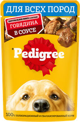 Корм консервированный для взрослых собак PEDIGREE с говядиной в соусе, для всех пород, 85г, фотография