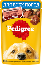 Корм консервированный для взрослых собак PEDIGREE с говядиной и ягненком в соусе, 85г, картинка