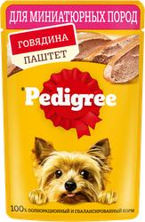 Корм консервированный для взрослых собак PEDIGREE паштет с говядиной, для миниатюрных пород, 80г, крупный план