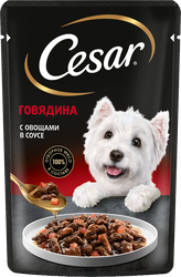 Корм влажный для взрослых собак CESAR с говядиной и овощами в соусе, 85г, вид