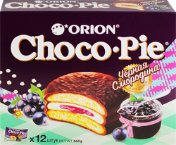 Пирожное ORION Choco Pie черная смородина, 360г, изображение