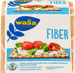Хлебцы ржаные WASA цельнозерновые с пшеничными отрубями, кунжутом и овсяными хлопьями, 230 г, крупный план
