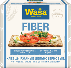 Хлебцы ржаные WASA цельнозерновые с пшеничными отрубями, кунжутом и овсяными хлопьями, 230 г, изображение