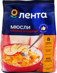 Мюсли хрустящие ЛЕНТА с яблоком и корицей в меду, 400г, картинка