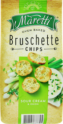 Сухарики пшеничные MARETTI Bruschette со вкусом Сметана и лук, 70г, фото