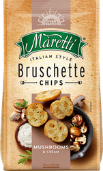 Сухарики пшеничные MARETTI Bruschette со вкусом Грибы со сметаной, 70г, фото