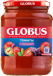 Томаты GLOBUS в томатном соке с базиликом, 720мл, картинка