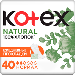 Прокладки ежедневные KOTEX Natural Normal, 40шт, детальное фото