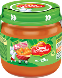 Пюре овощное САДЫ ПРИДОНЬЯ Морковь, с 5 месяцев, 80г, крупный план