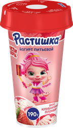 Йогурт питьевой РАСТИШКА Шейк Клубничный пломбир 2,8%, без змж, 190г, изображение