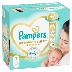 Подгузники PAMPERS Premium Care Newborn 1 2–5кг, 102шт, изображение