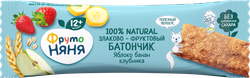 Батончик фруктово-злаковый ФРУТОНЯНЯ Яблоко, банан, клубника, с 12 месяцев, 25г, изображение
