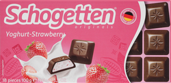 Шоколад молочный SCHOGETTEN Yoghurt-strawberry с начинкой клубничный йогурт, 100г, вид