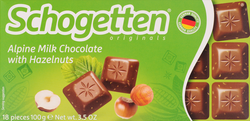 Шоколад молочный SCHOGETTEN Hazelnuts с обжаренным фундуком, 100г, изображение