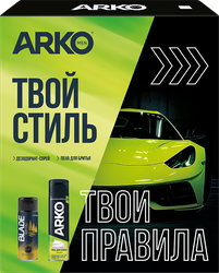 Набор подарочный мужской ARKO Men Пена для бритья Hemp, 200мл + BLADE Дезодорант-спрей Deep Chill, 150мл, детальное фото